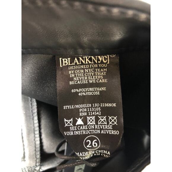 Blank NYC The Bond Pants Vegan Leather Skinny Mid Rise Carbon Black NWT Size 26 - Picture 9 of 11